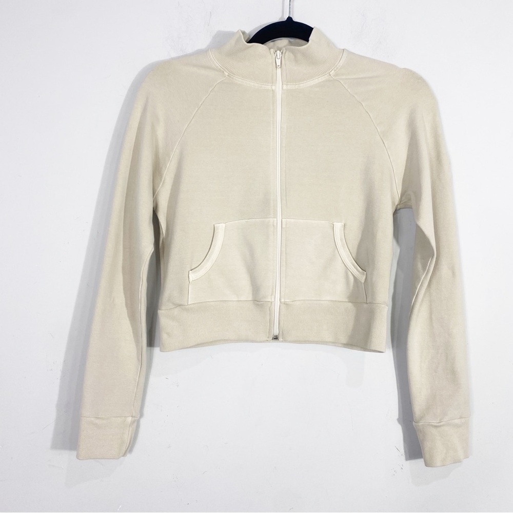 SKIMS Cream Cropped Zip Jacket - Picture 5 of 12